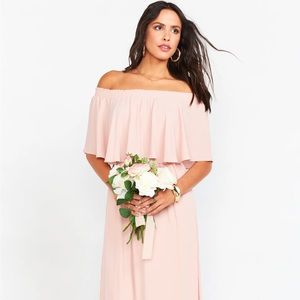 Pink/Blush Off the Shoulder Maxi Dress